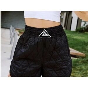 Free People FP MOVEMENT Discover Quilted Black Shorts WOMENS‎ Large